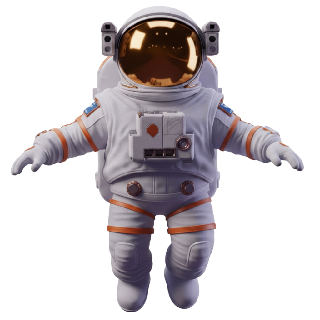 Astronaut floating in zero gravity simulation